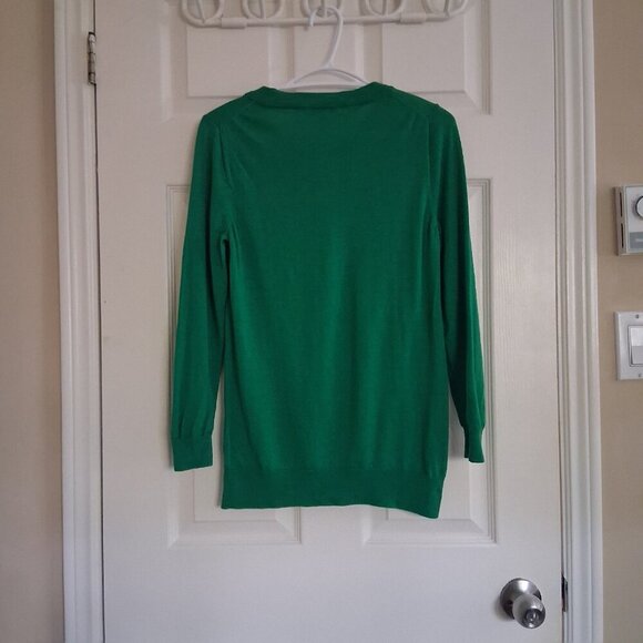 J. Crew Women's Medium Kelly Green 100% Merino Wool Crewneck Sweater - Picture 3 of 12